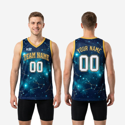 Galaxy Navy and Gold Custom Basketball Jerseys - Your Logo
