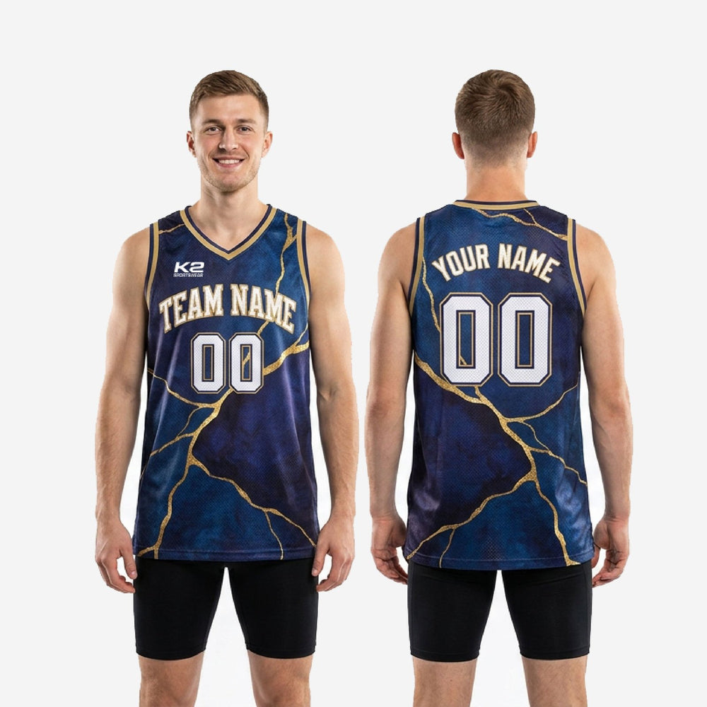 Custom Navy and Gold Basketball Jerseys - Navy Jerseys for Whole Teams