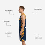 Back view of the navy reversible basketball jersey showing player name placement and large back number sublimated on both sides