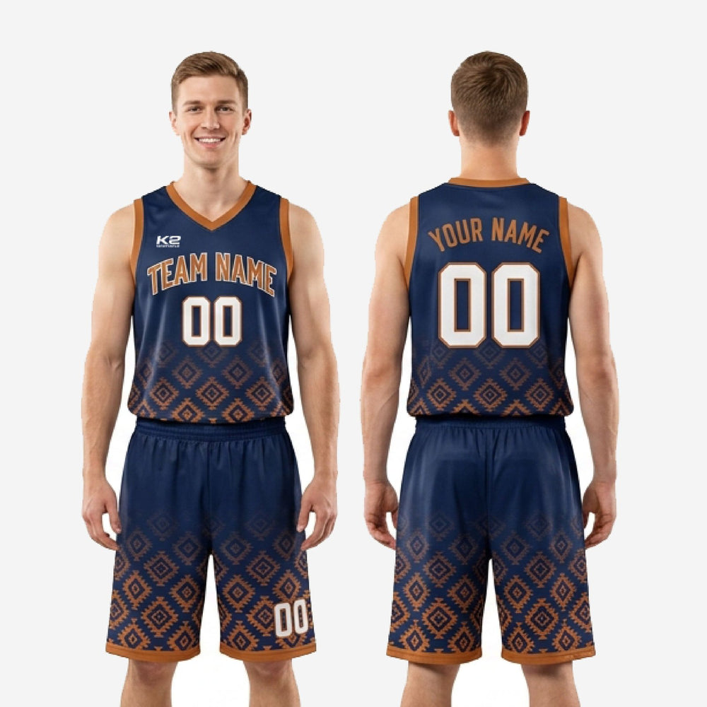 Breathable Navy Basketball Uniforms - Custom Aztec Set