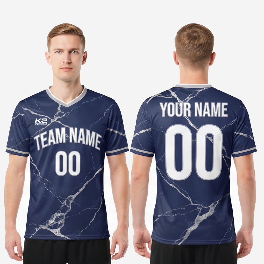 Marble Blue and White Soccer Jersey | Custom Full Sublimation