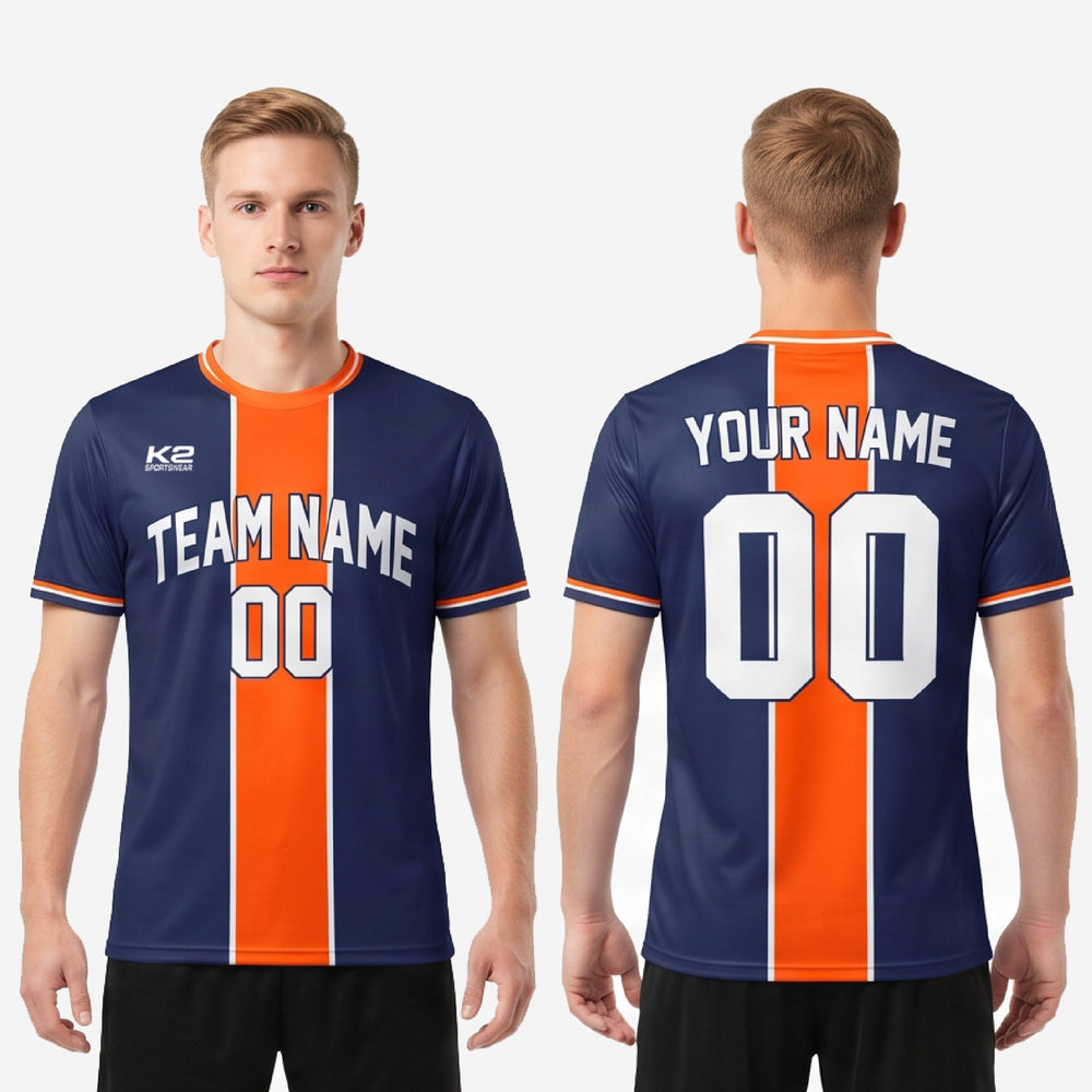 Navy Blue Orange Colorway - Custom Men Soccer Jerseys