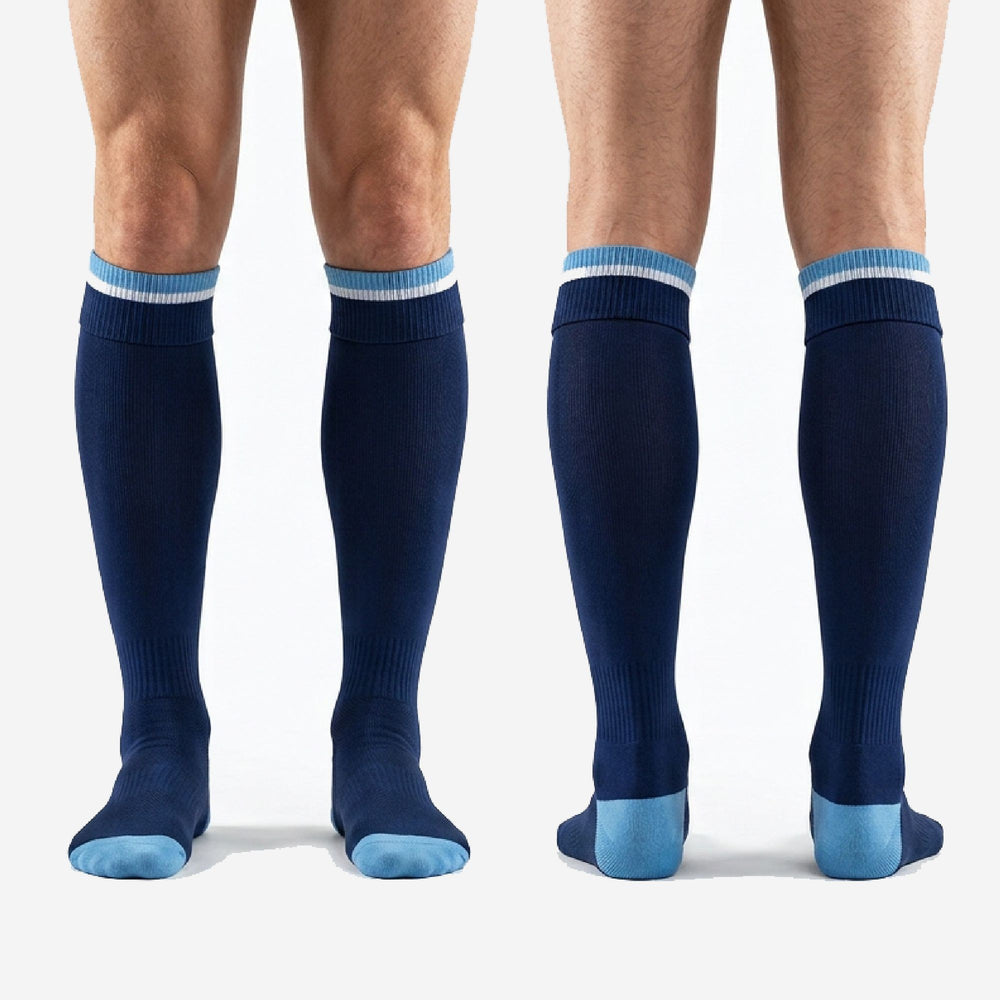 Navy Blue Sky Blue Colorway - Custom Navy Blue Soccer Socks