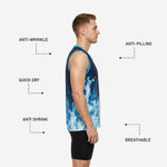 Back view of navy custom basketball jerseys displaying the back player name zone and large back number on a deep navy sublimated panel