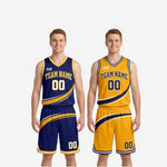 Shorts detail of the custom reversible basketball uniform set showing matching swoosh stripe hem binding and drawcord waistband