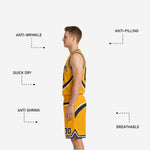 Back view of the custom reversible basketball uniform set showing back number placement and full sublimated print on navy side