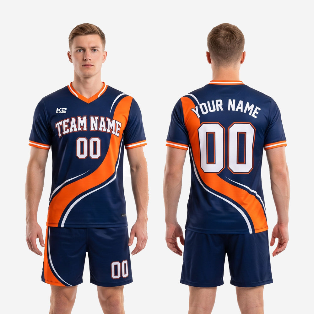 Navy Blue & Orange Soccer Uniform Kit | Custom Sublimated Team Set