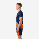 Full navy blue and orange soccer uniform set from K2 Sportswear with complete sublimation and matching shorts