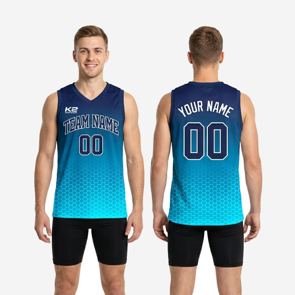 Side Panel Custom Sublimated Basketball Jerseys in Navy and Teal