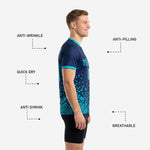 Custom navy soccer training jersey back view showing player name and back number placement