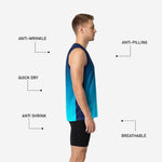 Back view of the navy and teal basketball jersey showing sublimated back number and player name zone