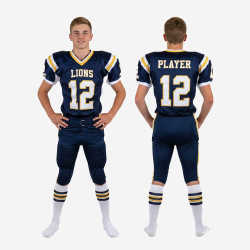 Game-Ready Navy Youth Football Uniforms - Custom Gold Set