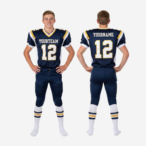 Navy and Gold Youth Football Uniforms | Custom Side Panel Set