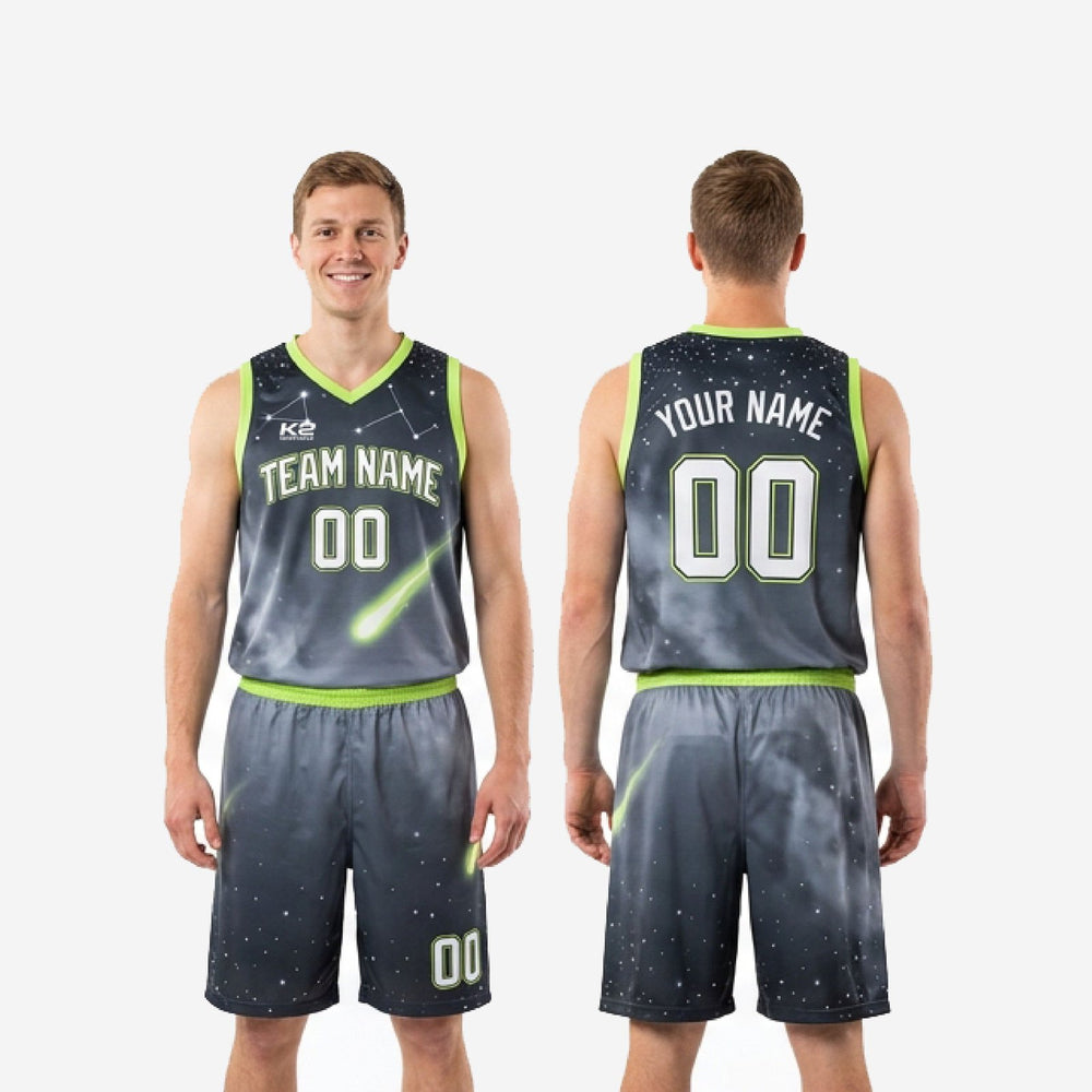 Custom Neon Green Basketball Uniforms - Bold Front and Back Numbers
