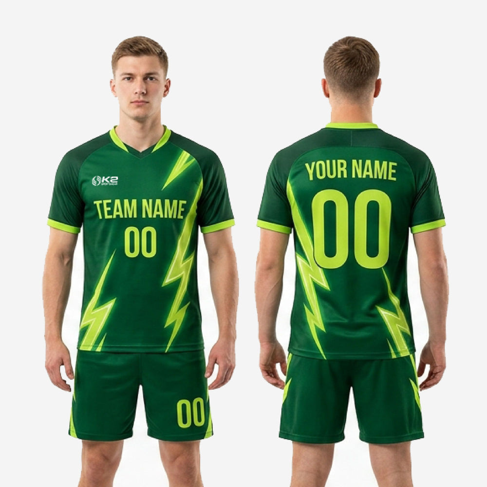 Neon Green Soccer Uniforms - Custom Forest Green, Full Dye