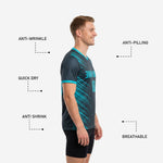 Custom charcoal teal numbered practice jersey back view showing player surname and large back number sublimation print