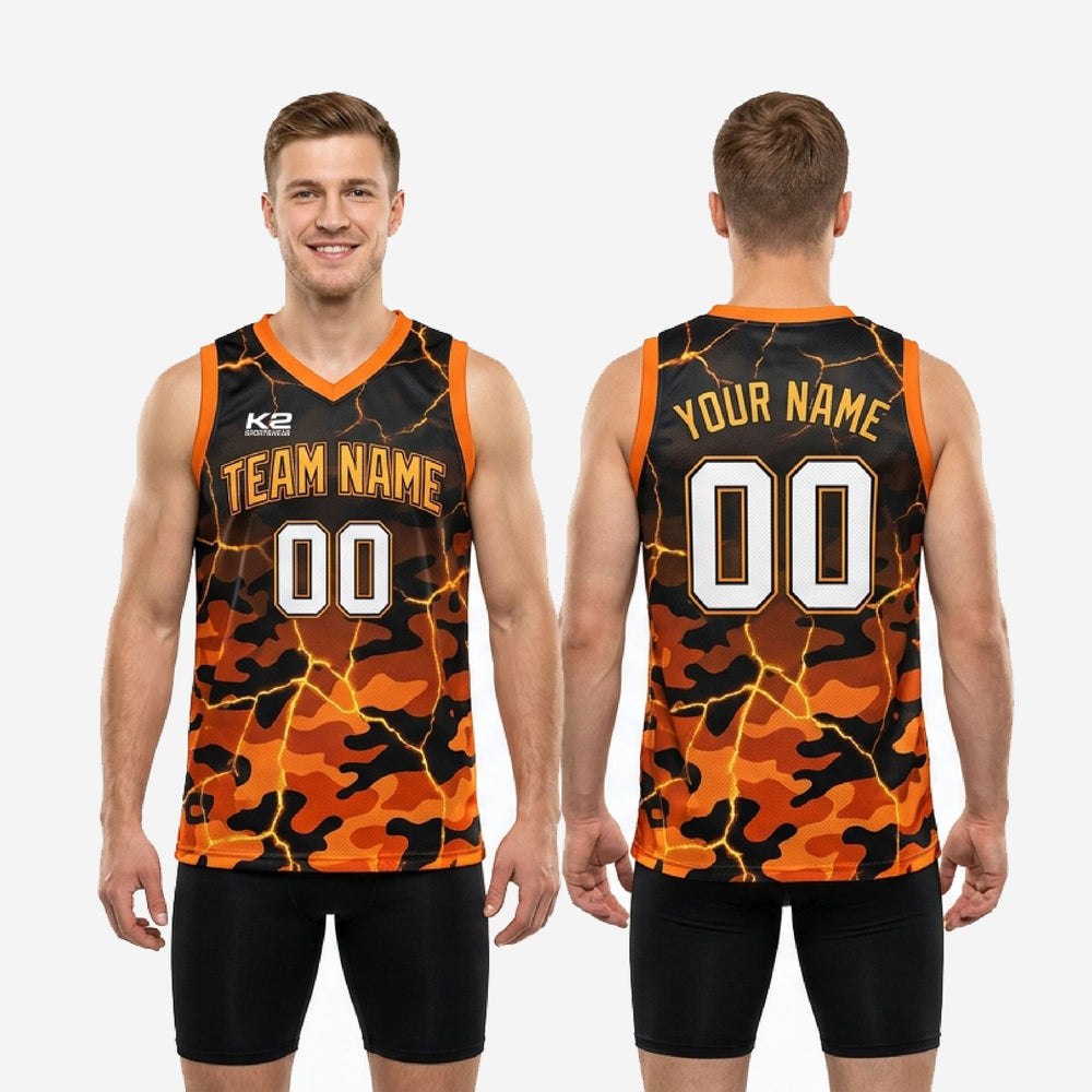 Custom Orange and Yellow Basketball Jersey - Full Squad Orange Jerseys