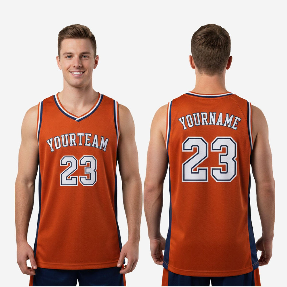 Fade Resistant Orange Basketball Jerseys - Custom Navy Game Jersey