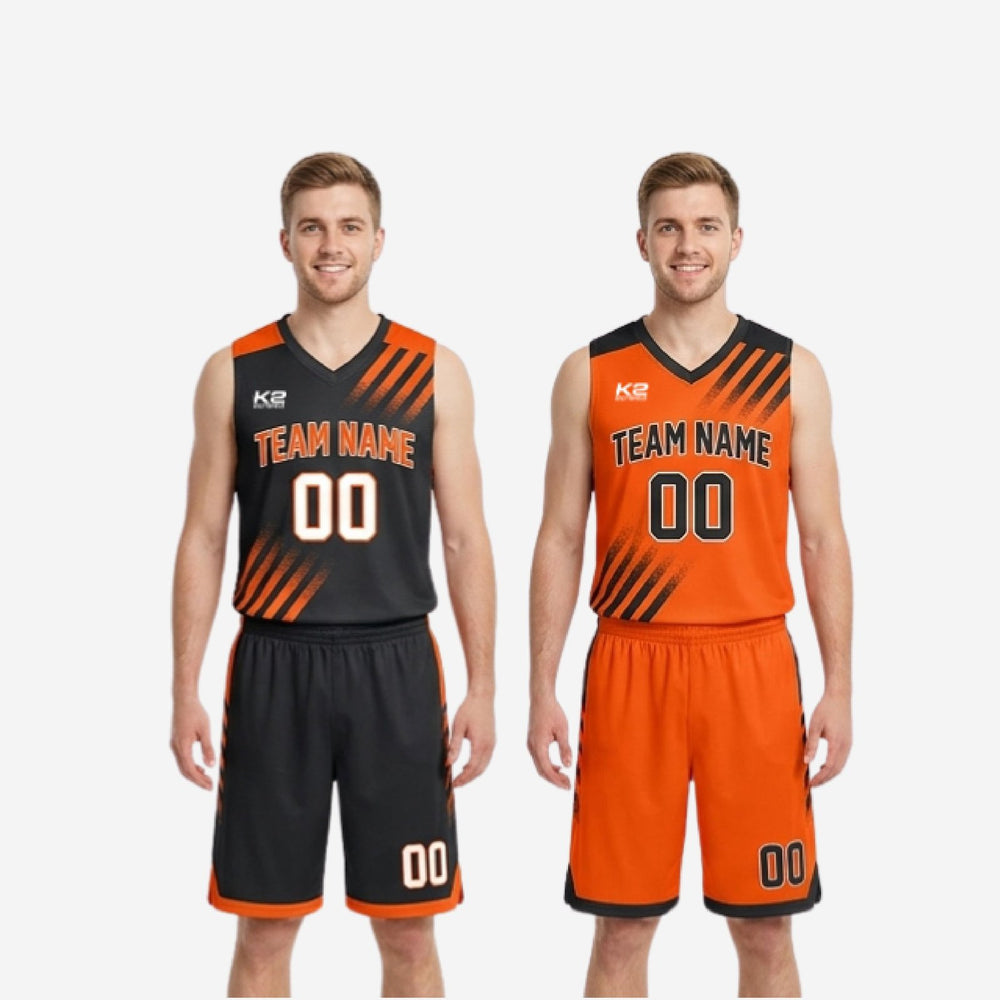 Custom Orange and Black Reversible Basketball Uniforms - Set, Approved Before Printing