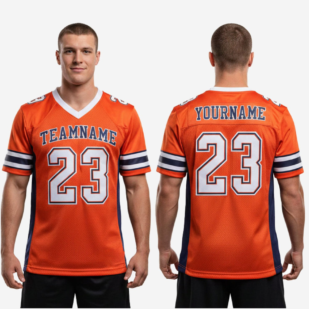 Custom Orange American Football Jerseys with Numbers | Side Panels