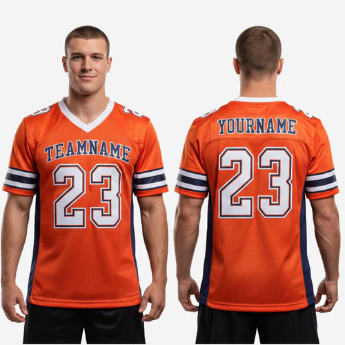Custom Orange American Football Jerseys with Numbers | Side Panels