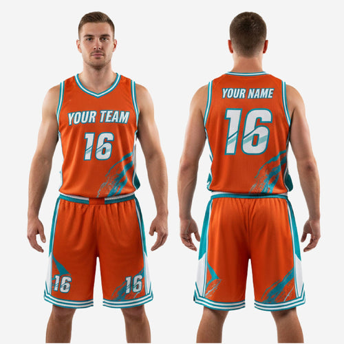 Orange & Teal Custom Basketball Uniform | Sublimated Team Kit