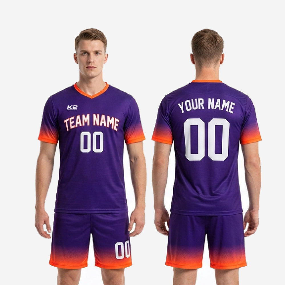 Orange Trim Custom Soccer Uniform Kits for Teams - Royal Purple