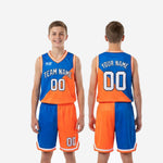 Size and spec sheet for custom orange youth basketball uniforms available in full youth sizes for rosters and team orders
