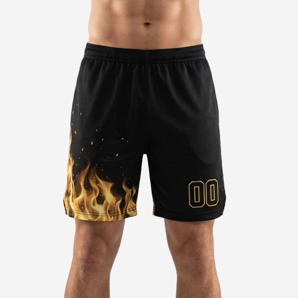 Black/Gold Custom Basketball Shorts | Team Numbers Printed