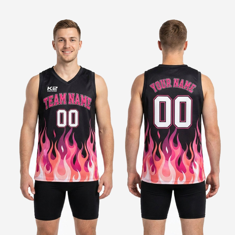 Custom Pink Basketball Jersey Designs - Flame Sublimation