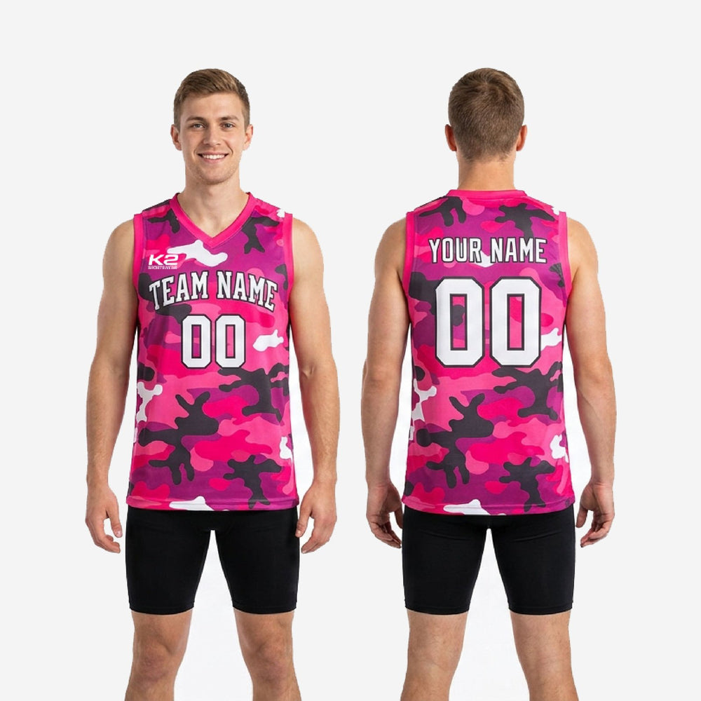 Fade Resistant Custom Pink Basketball Jerseys - Camo Game Jersey