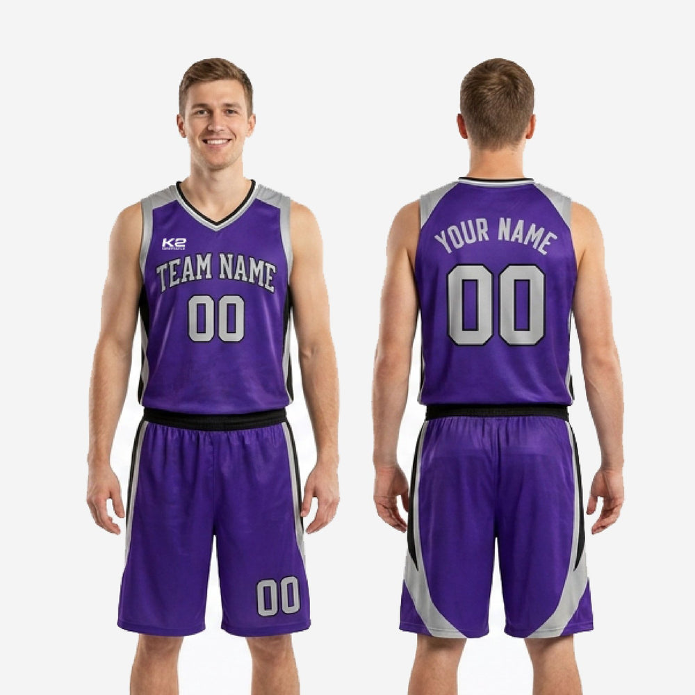 Custom Purple and Black Basketball Uniforms - School Program Set