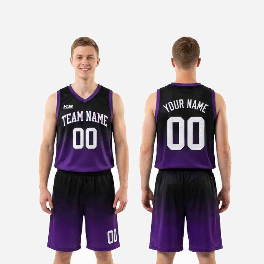 Matching Black Custom Purple and Black Basketball Uniforms - Jersey and Shorts