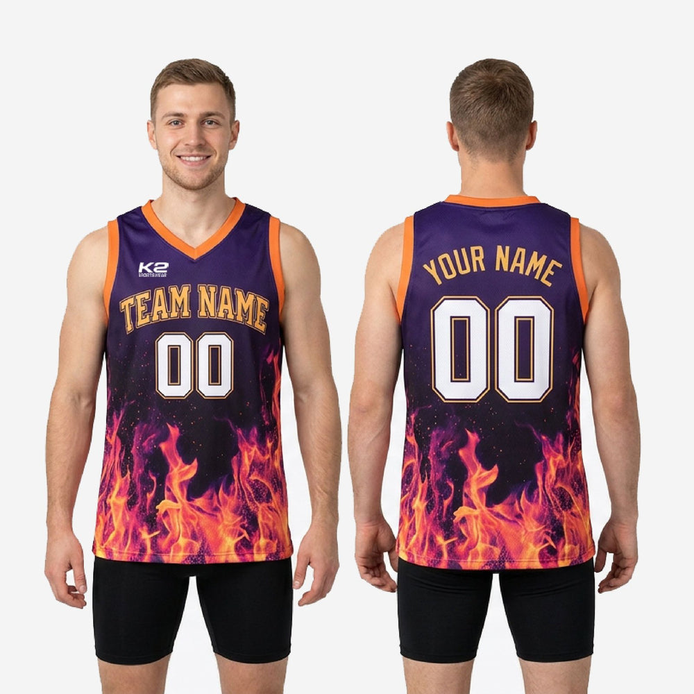 Purple Orange Colorway - Custom Purple and Gold Basketball Jerseys