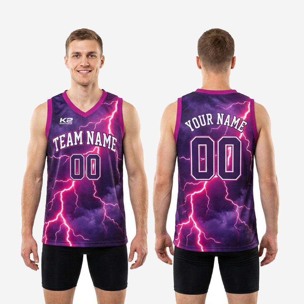 Full Print Custom Purple Basketball Jerseys - Purple Pink