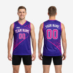 Custom purple basketball jerseys size and spec chart for youth and adult roster ordering