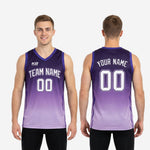 Size and specification chart for custom purple basketball jerseys covering youth and adult sizes for team roster orders