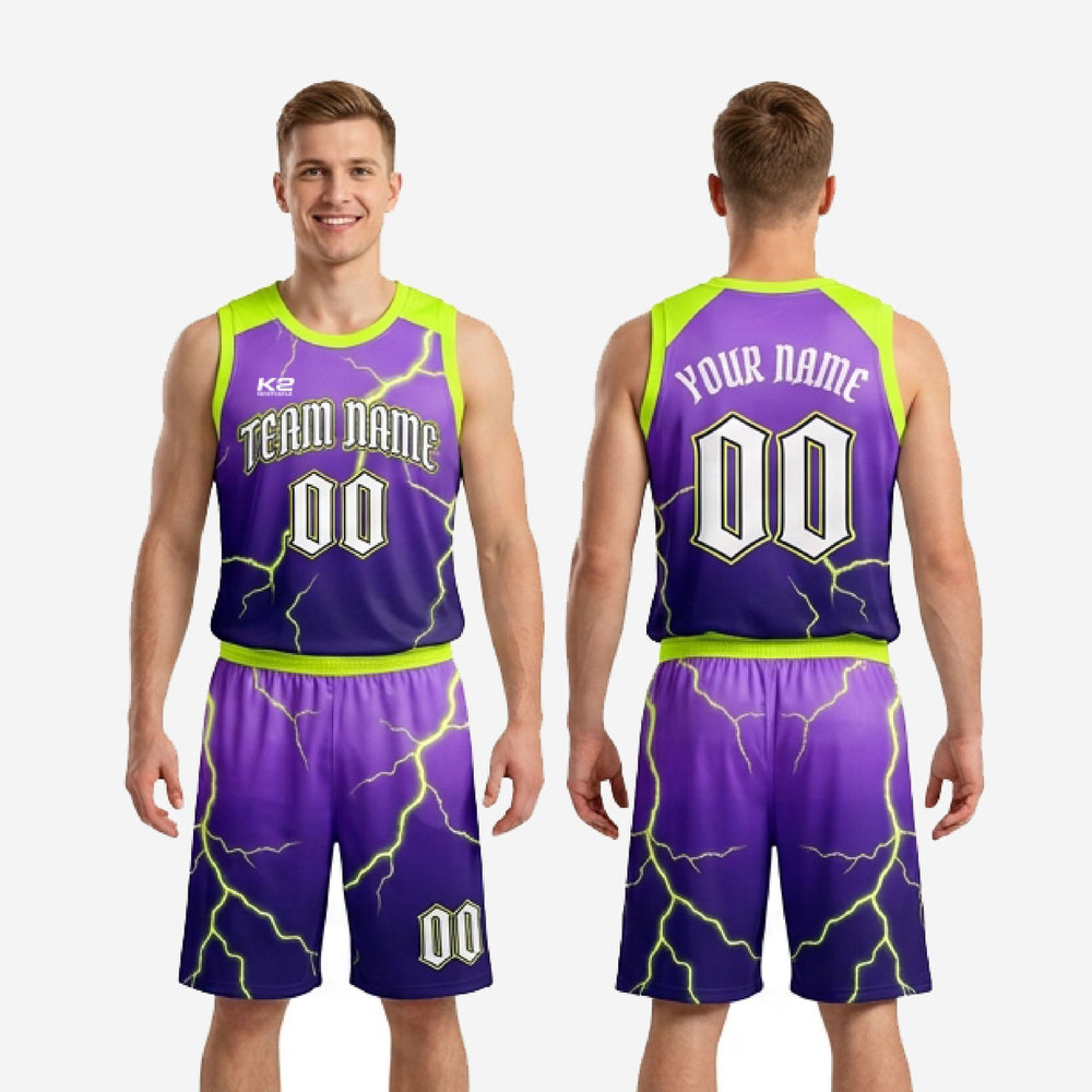 Electric Purple Custom Basketball Uniform - Lightning Set