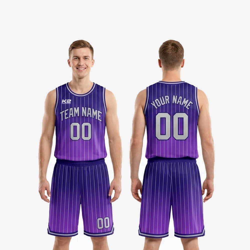 Purple/Navy Custom Basketball Uniform | Pinstripe Team Set