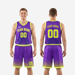 Custom purple basketball uniform size and specification sheet showing youth and adult size run for team roster orders