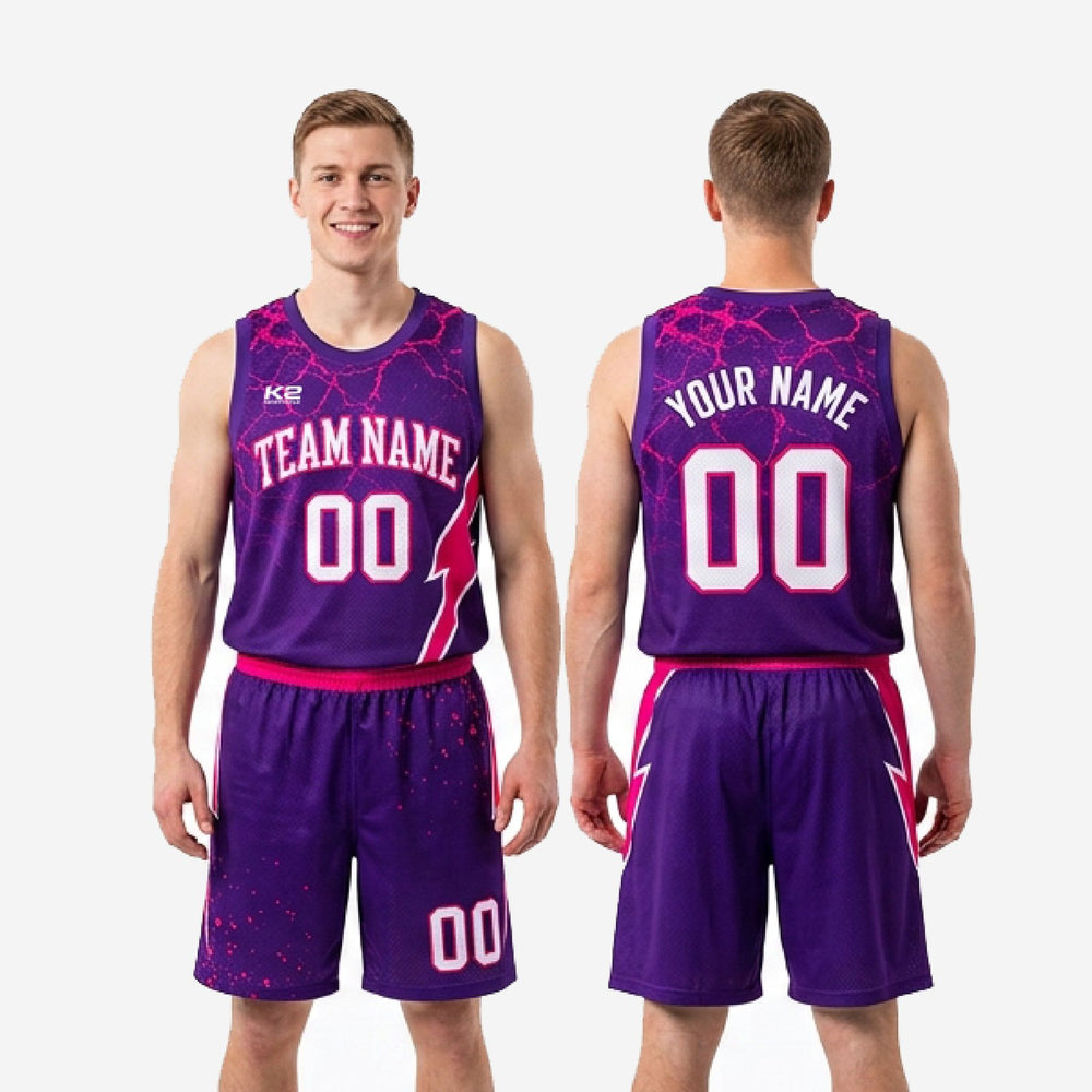 Custom Purple Basketball Uniform - Pink Lightning Team Order Set