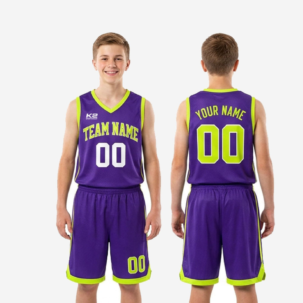 Bold Purple Custom Youth Basketball Uniforms - Jersey and Shorts