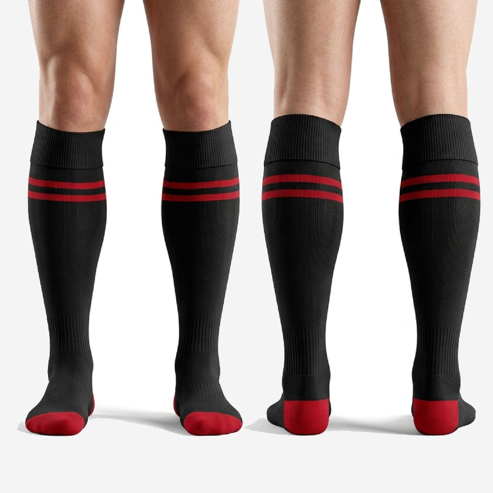 Sublimated Red and Black Soccer Socks - Custom Stripe