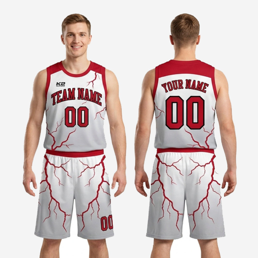 Custom Red and White Basketball Uniforms - 2-Piece Team Set