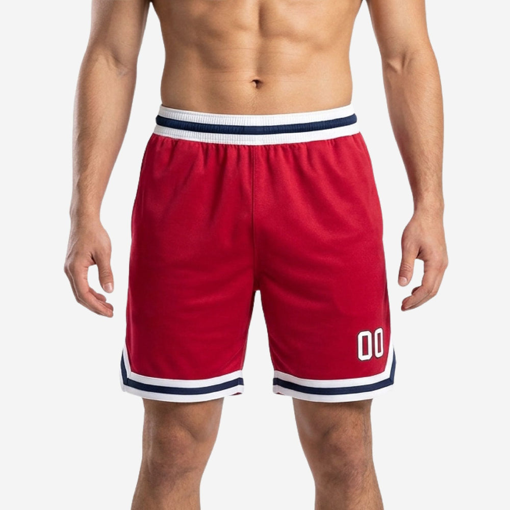 Classic Red Custom Basketball Shorts - Player Numbers