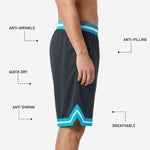 Red custom basketball shorts back view showing player number and sublimated red body