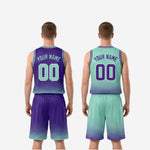 Size and specification sheet for reversible high school basketball uniforms showing youth and adult size run measurements