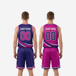 Size and specification sheet for purple and magenta reversible travel basketball uniforms youth and adult sizing chart