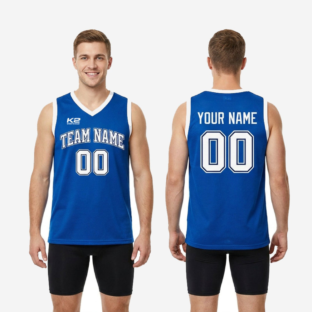Custom Royal Blue Basketball Jerseys with Club Crest - Blue and White