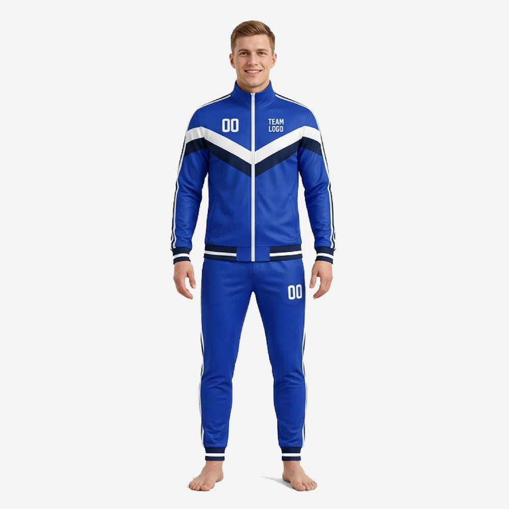Chevron Panel Royal Blue Soccer Tracksuit in Custom Navy
